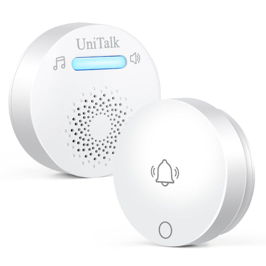 UniTalk Wireless Doorbell, Self-powered Doorbell, No Battery Required Push Button, Cordless Door Chime Kit with 36 Chimes, 8 Adjustable Volume and 300Ft Wireless Range