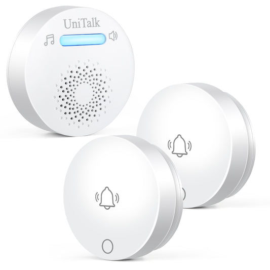 UniTalk Wireless Doorbell, Self-powered Doorbell, No Battery Required Push Button, Cordless Door Chime Kit with 36 Chimes, 8 Adjustable Volume and 300Ft Wireless Range