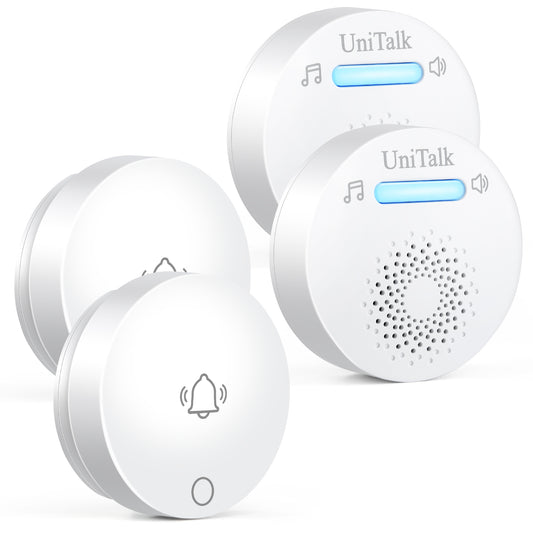 UniTalk Wireless Doorbell, Self-powered Doorbell, No Battery Required Push Button, Cordless Door Chime Kit with 36 Chimes, 8 Adjustable Volume and 300Ft Wireless Range