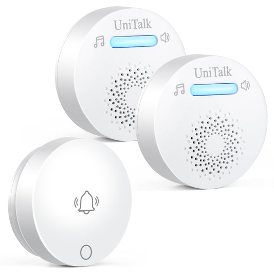 UniTalk Wireless Doorbell, Self-powered Doorbell, No Battery Required Push Button, Cordless Door Chime Kit with 36 Chimes, 8 Adjustable Volume and 300Ft Wireless Range